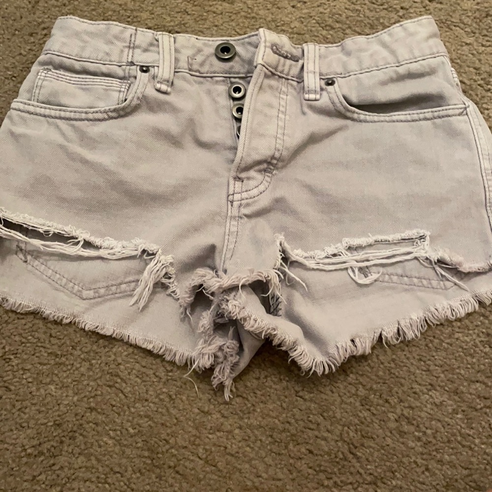 Free People cut off shorts button ups